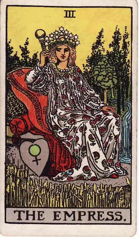 Tarotkarte Die Herrscherin aus dem Rider-Waite-Tarot von 1909