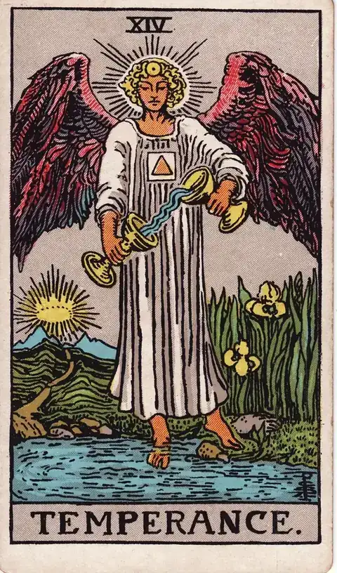 Tarotkarte Die Mäßigkeit aus dem Rider-Waite-Tarot von 1909