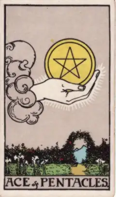 Tarotkarte Ass der Münzen