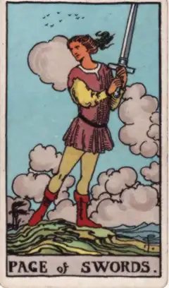 Tarotkarte Bube der Schwerter
