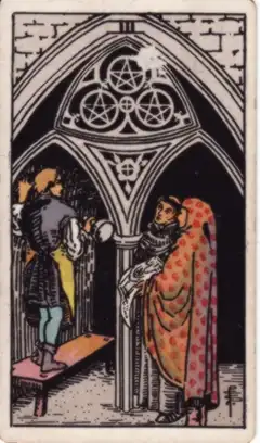 Tarotkarte Drei der Münzen