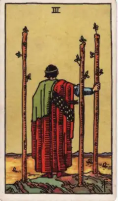 Tarotkarte Drei der Stäbe