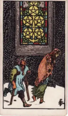 Tarotkarte Fünf der Münzen