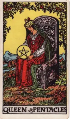 Tarotkarte Königin der Münzen