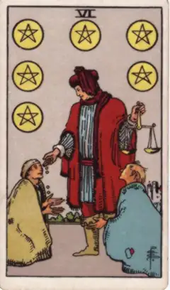 Tarotkarte Sechs der Münzen