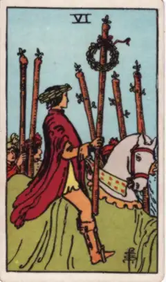 Tarotkarte Sechs der Stäbe