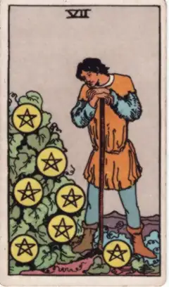 Tarotkarte Sieben der Münzen