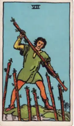 Tarotkarte Sieben der Stäbe