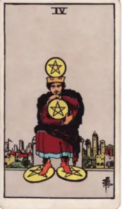 Tarotkarte Vier der Münzen