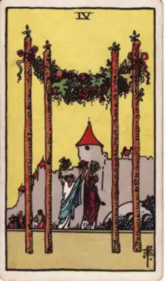 Tarotkarte Vier der Stäbe