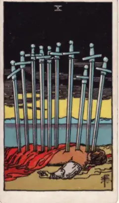 Tarotkarte Zehn der Schwerter