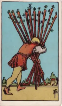 Tarotkarte Zehn der Stäbe