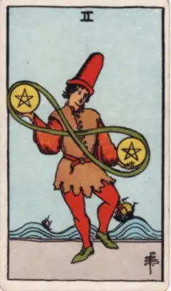 Tarotkarte Zwei der Münzen